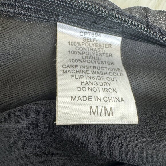 Women's TCEC Sequins Accent Ruched Shirred Chiffon Romper Size Medium Black - Picture 7 of 12